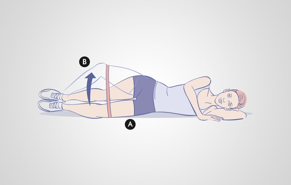 side-lying clamshell hip workout move