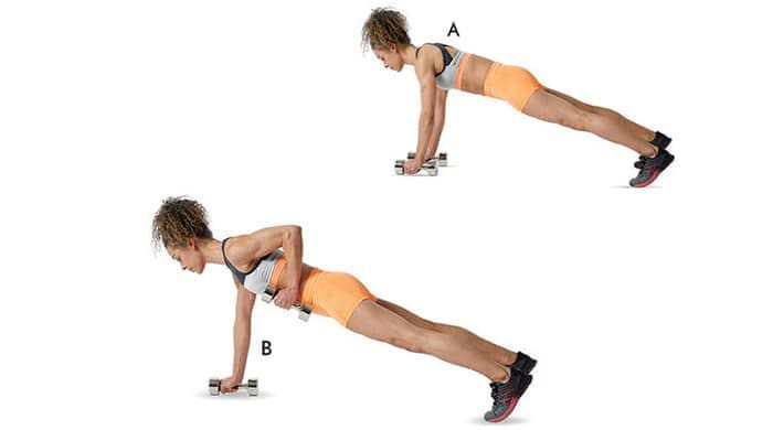 renegade rows help strengthen back muscles