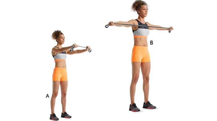 band pull-aparts help strengthen back muscles